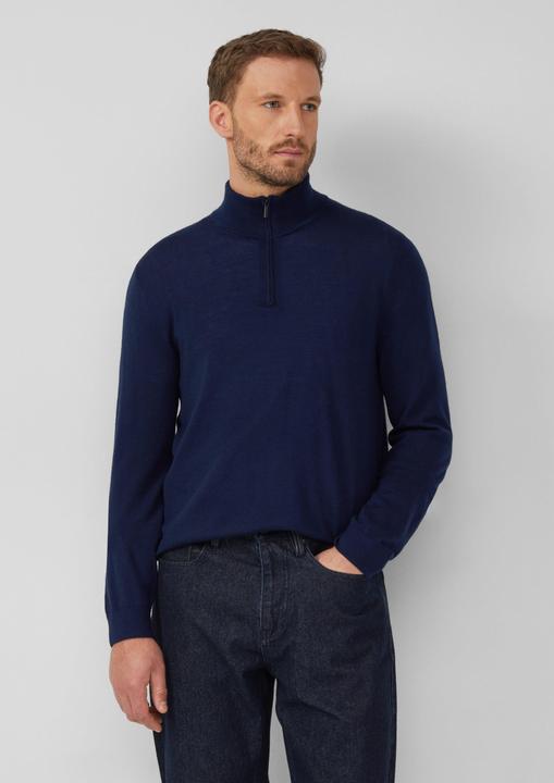 Produktbild s.Oliver Strickpullover Strickpullover aus reiner Merinowolle mit Troyer-Kragen (M)