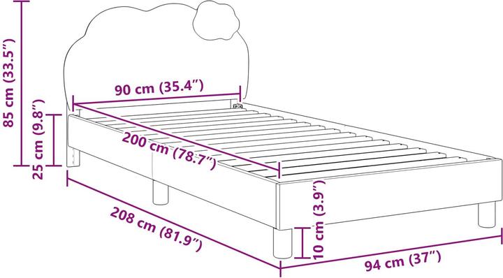 Produktbild vidaXL Moderner Bettrahmen (90 x 200 cm)