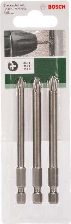 Produktbild Bosch Zubehör 3tlg. Schrauberklingen-Set für Phillips-Kreuzschlitzschrauben (PH) (Kreuz Phillips PH M1, Kreuz Phillips PH M2, Kreuz Phillips PH M3)