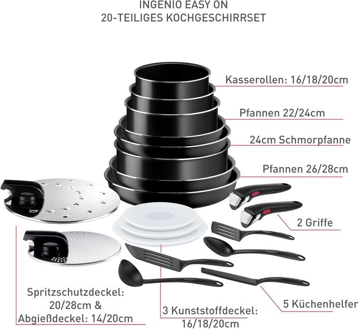 Image du produit Tefal L1599402 (22 cm, Ensemble de casseroles et de poêles de cuisson, Aluminium)