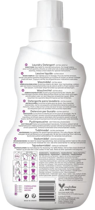 Image du produit Attitude Nature + (35 Cycles de lavage, Lessive liquide)