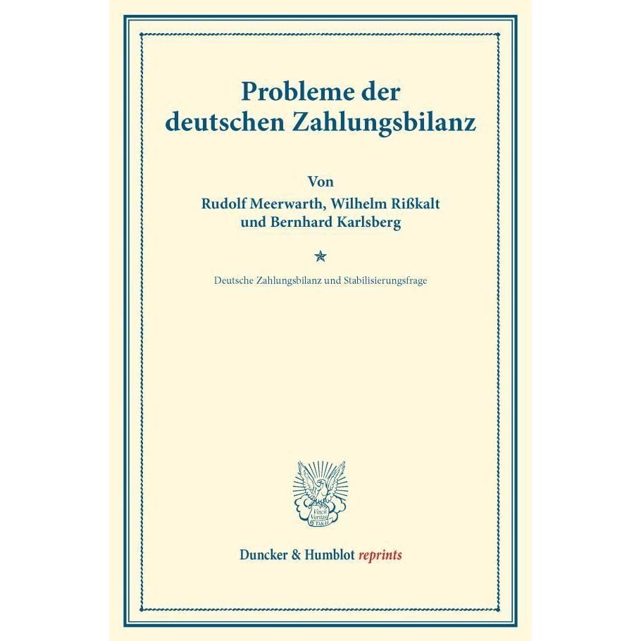 Probleme der deutschen Zahlungsbilanz., Fachbücher