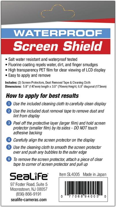 Energy Label Sealife SportDiver screen protector (SL4005) (Sport chassis)