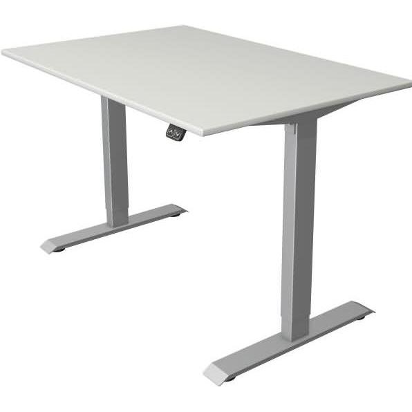 Kerkmann, Schreibtisch, Move 1 höhenverstellbarer Schreibtisch lichtgrau rechteckig T-Fuss-Gestell silber 120,0 x 8