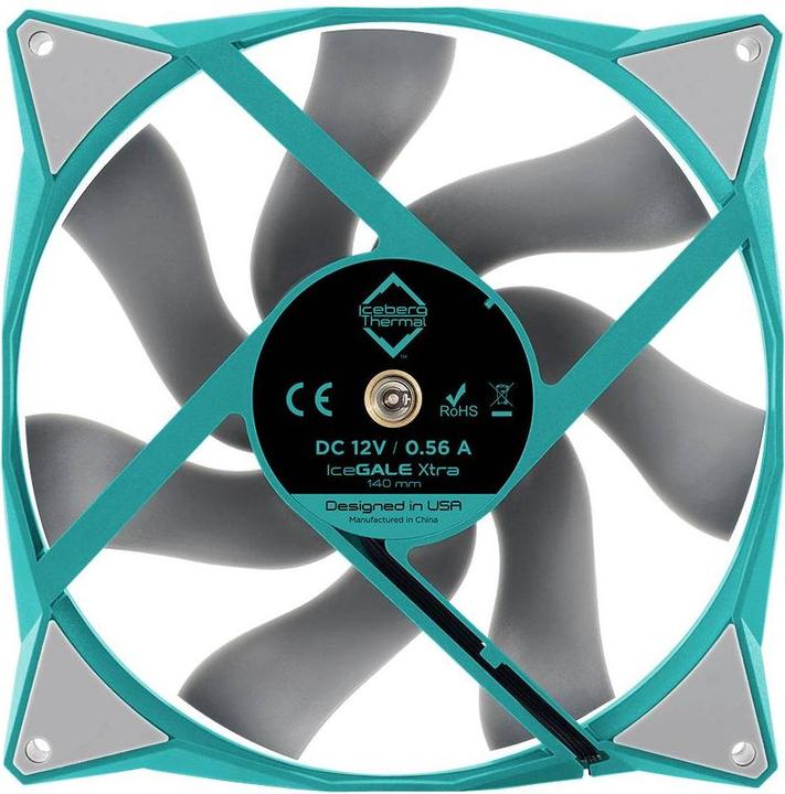 Produktbild Iceberg Thermal IceGALE Xtra Computergehäuse Ventilator 14 cm Türkis 1 Stück(e) (140 mm, 1 x)