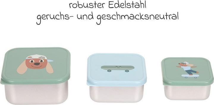 Image du produit Lässig 3-tlg. Edelstahl-Snackboxen-Set - Tiny Team