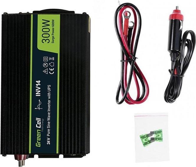 Actual product image GreenCell Voltage Car Inverter 24V to 230V 300W/600W Full Sine wave