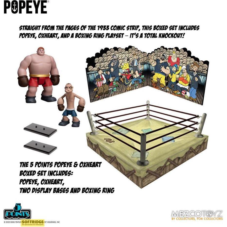 Mezco Toys Popeye figurines 5 Points Deluxe Set Popeye & Oxheart 9 cm
