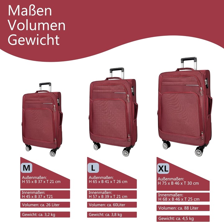 Produktbild My Travel Bag 3-teiliges Weichschalenkoffer-Set (88 l, Handgepäck (bis 50l), M (50 - 90l))