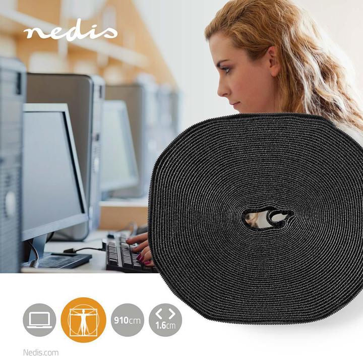 Image du produit Nedis Rouleau de velcro pour câbles 910 x 1.6 cm Noir Unisexe (16 mm)