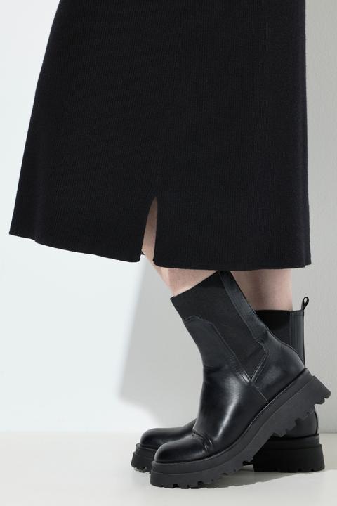 Produktbild Ulla Popken Rippjersey-Midikleid, Zipper, A-Linie, V-Ausschnitt, Langarm (46, 48)