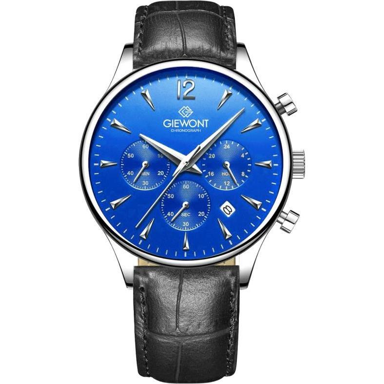 Giewont, Orologio da polso, Zegarek Zegarek Męski Chronograph Sapphire Czarno Niebieski GW6310-A3, Blu, Nero, (Cronografo)