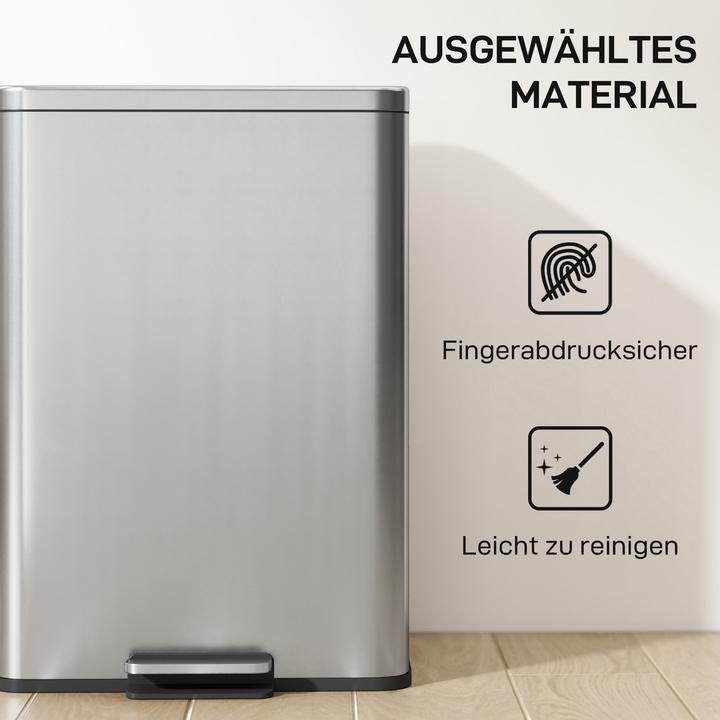 Image du produit Homcom Mülleimer Edelstahl, Kunststoff Silber (20 l)