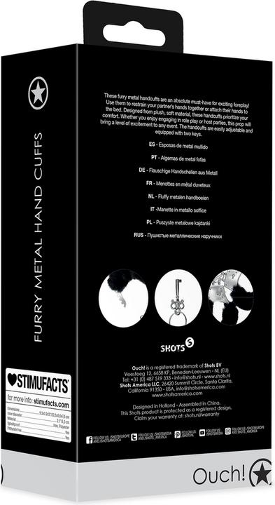 Actual product image Ouch! Furry Metal Hand Cuffs - Black