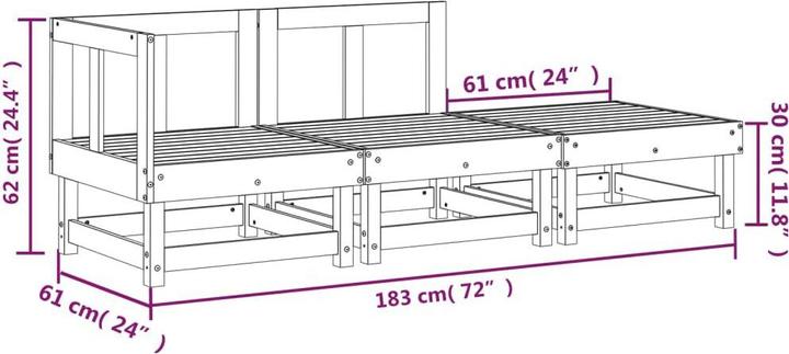 Produktbild VidaXL 3-tlg. Garten-Lounge-Set Weiss Massivholz Kiefer,Farbe