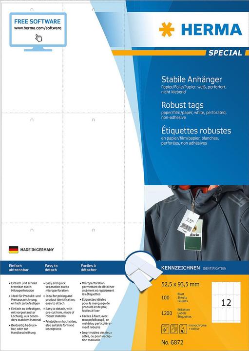 Actual product image Herma Attachment labels A4