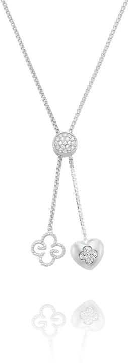 Produktbild Charles Garnier PASSION Herz- und Kleeblatt-Krawattenhalskette aus Silber und Zirkonium (Silber und Zirkonium)