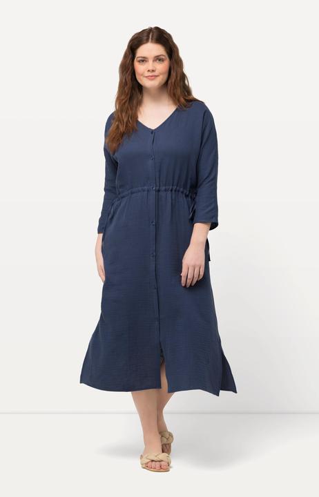 Produktbild Ulla Popken Bubble-Midikleid, V-Ausschnitt, 3/4-Arm (46, 48)
