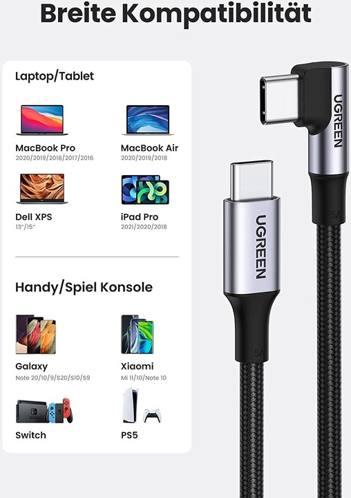Image du produit Ugreen USB C – USB C (3 m, USB 2.0)