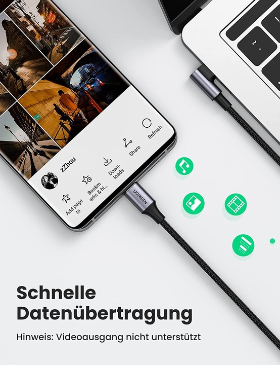 Image du produit Ugreen USB C – USB C (3 m, USB 2.0)