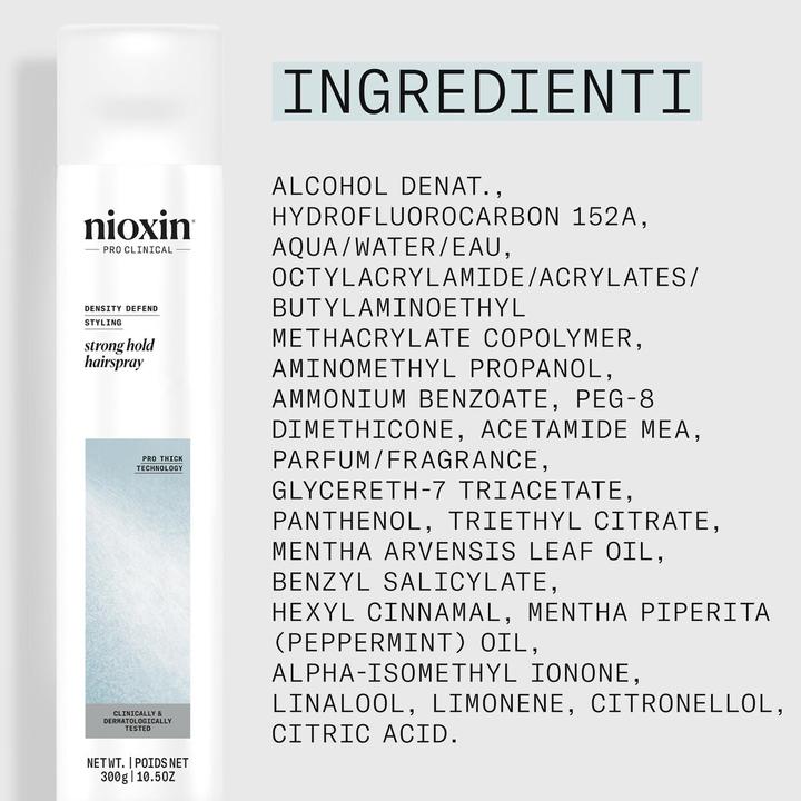 Valeurs nutritives et ingrédients Nioxin Density Defend Styling Fixation forte 300ml (300 ml)
