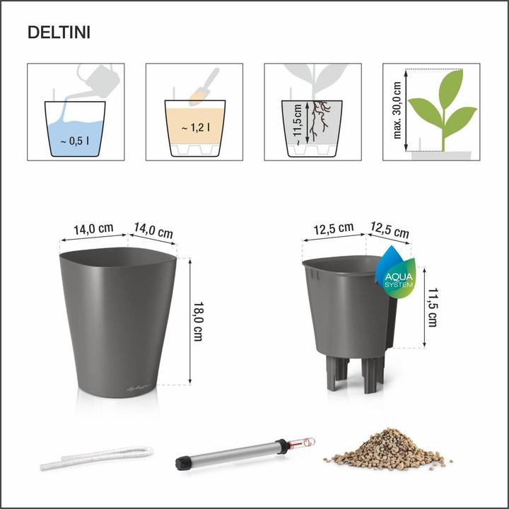 Produktbild Lechuza Bewässerungsset DELTINI Anthrazit (15 x 15 x 19 cm)