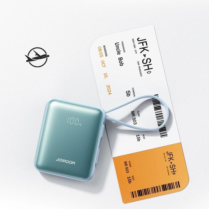 Actual product image Joyroom 22.5W Powerbank 10000mAh Fast Charging with Dual Cables - Blue (10000 mAh, 22.50 W, 38.50 Wh)