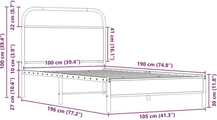 Produktbild vidaXL Bettgestell (100 x 190 cm)