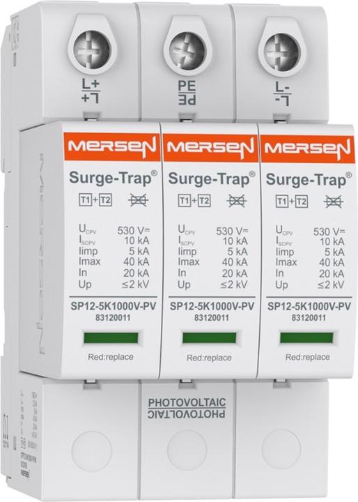 Produktbild Mersen PV-ÜAB.LEITER T1+2 5KA 1000V 3 (STPT12-5K1000V-YPV)