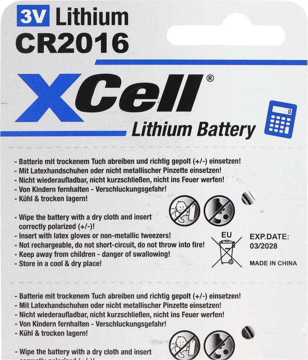 Produktbild XCell Batterie 5er-Sparset CR2016 (5 Stk., 90 mAh)