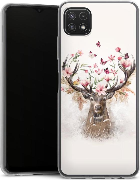Produktbild DeinDesign Slim Case für Samsung Galaxy A22 5G Silikon Hülle Ultra Dünn Handyhülle Blumen Hirsch Tiere (Samsung Galaxy A22 5G)