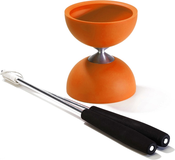 Actual product image Eureka! Rubber Diabolo met Aluminium Stokken - Oranje