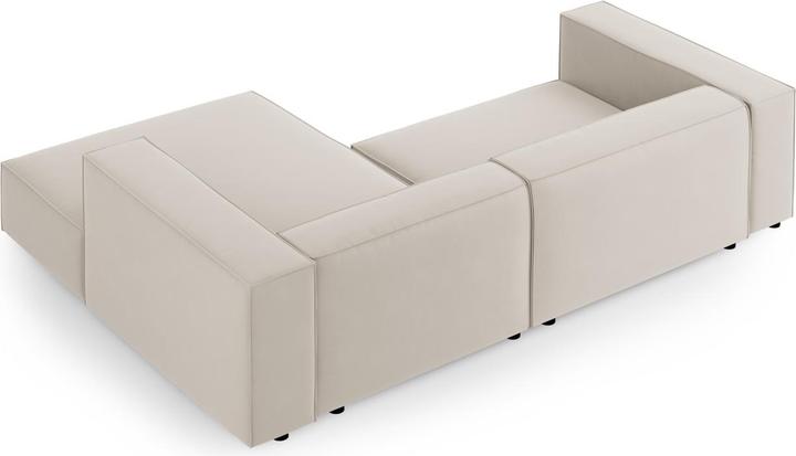 Actual product image Cosmopolitan Design Velvet Right Corner Sofa, "Arendal", 3 Seats, Ecru, 224x166x70 Made in Europe (3-seater, Corner sofa)