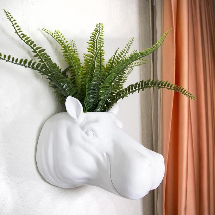 Image du produit Walplus Pot de fleurs hippo blanc (20 x 26 x 26 cm)