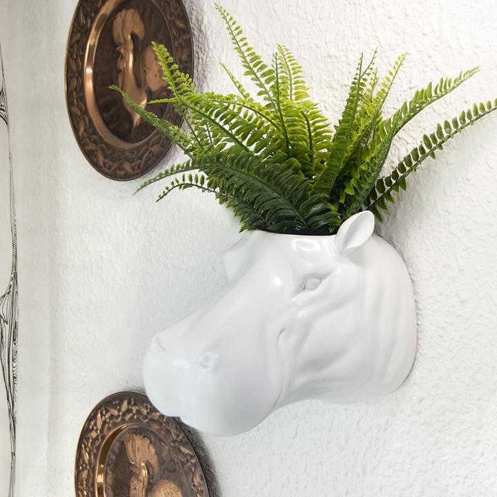 Image du produit Walplus Pot de fleurs hippo blanc (20 x 26 x 26 cm)