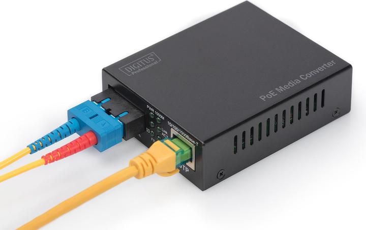Produktbild Digitus PoE Media Converter Multimode 10/100/1000Base-T zu 1000Base-SX Inkl. Netzteil 30W SC connector Up... (Media Konverter)