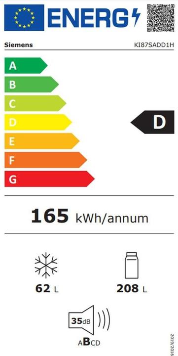 Energy Label Siemens Einbau-Kühl-Gefrierkombination (270 l)