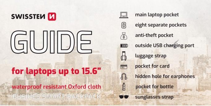 Produktbild Swissten Backpack 15.6 "black