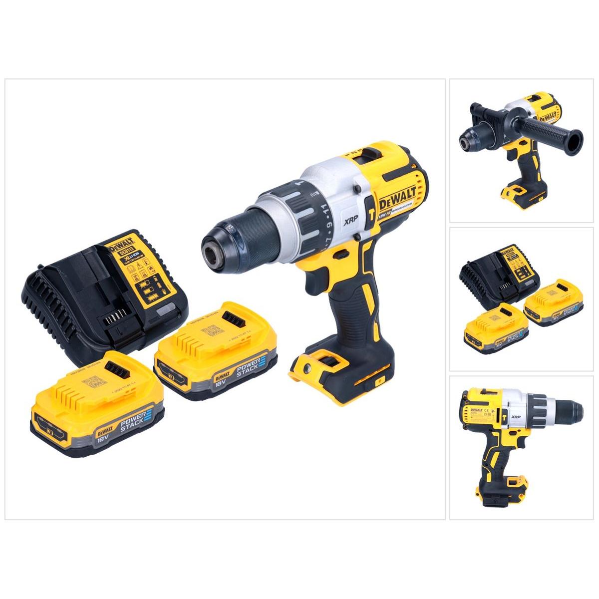 DeWalt, Bohrmaschine + Akkuschrauber, DCD 996 E2 Akku Schlagbohrschrauber 18 V 95 Nm Brushless + 2x Akku 1,7 Ah + Ladege...