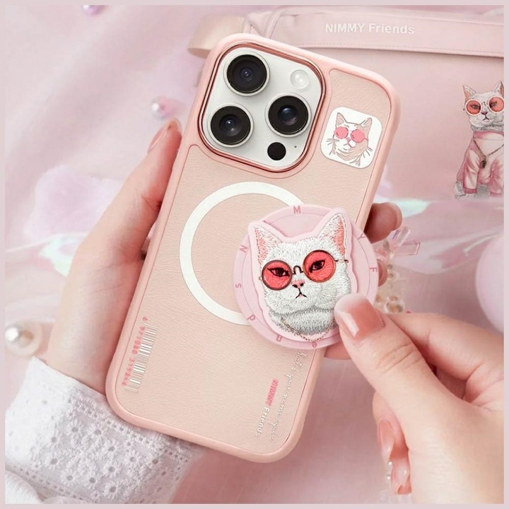 Produktbild Nimmy Glasses Cool Cat MagSafe case for iPhone 16 Pro Max pink (Apple iPhone 16 Pro Max)