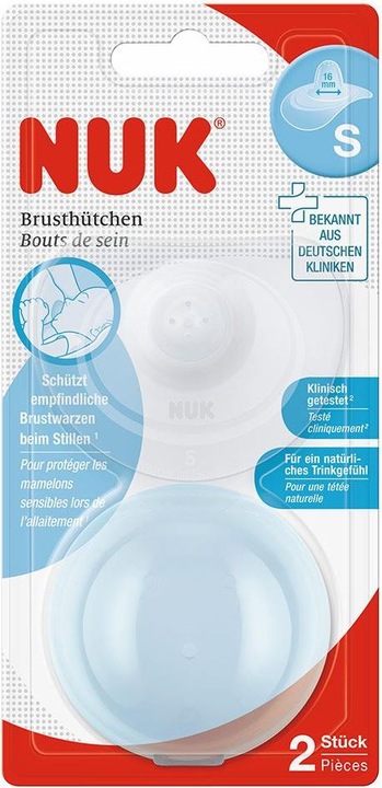 Produktbild NUK Brusthütchen zum Schutz empfindlicher Brustwarzen, Grösse S, 2 Stück, inkl. Schutzdose (S)