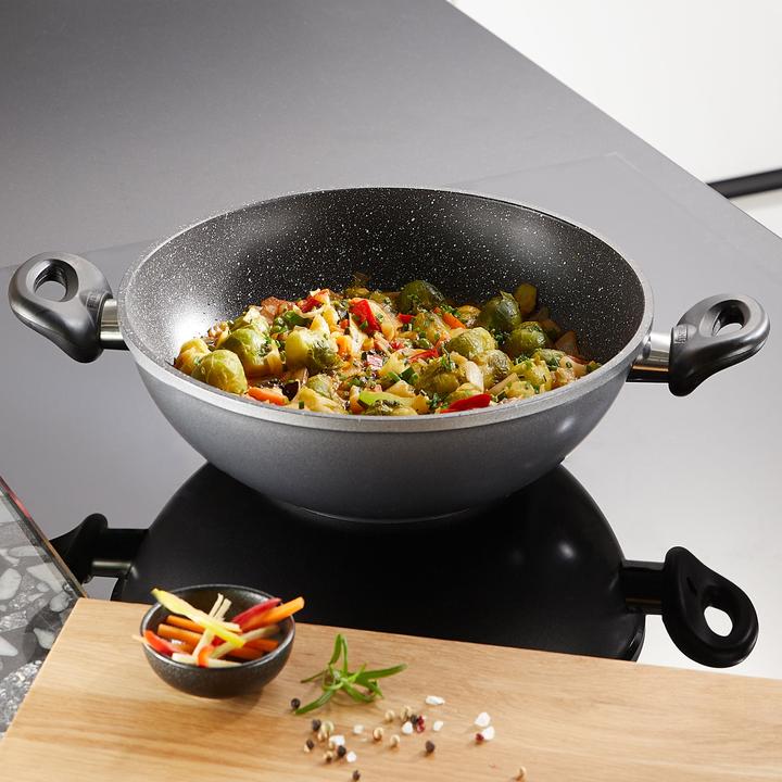 Produktbild Stoneline 32cm, mit Deckel, Aluguss, Backofen & Induktion geeignet (Wok Pfanne, Aluminiumguss)