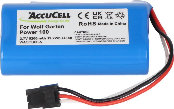 Produktbild AccuCell Akku Wolf Garten Accu 60, Wolf-Garten 7086-918, 1UR18650S-2 (3.6 V)