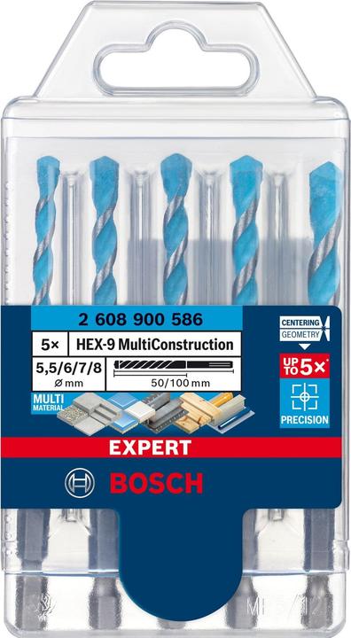 Actual product image Bosch Professional Zubehör EXPERT HEX-9 MultiConstruction drill bit set, 5.5/6/7/8 mm, 5 pcs. (5.5, 6, 7, 8 mm)