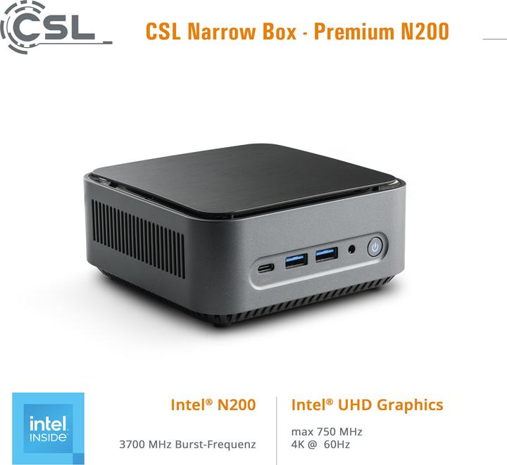 Actual product image CSL Narrow Box (Intel N200, 8 GB, 500 GB, Intel UHD Graphics)