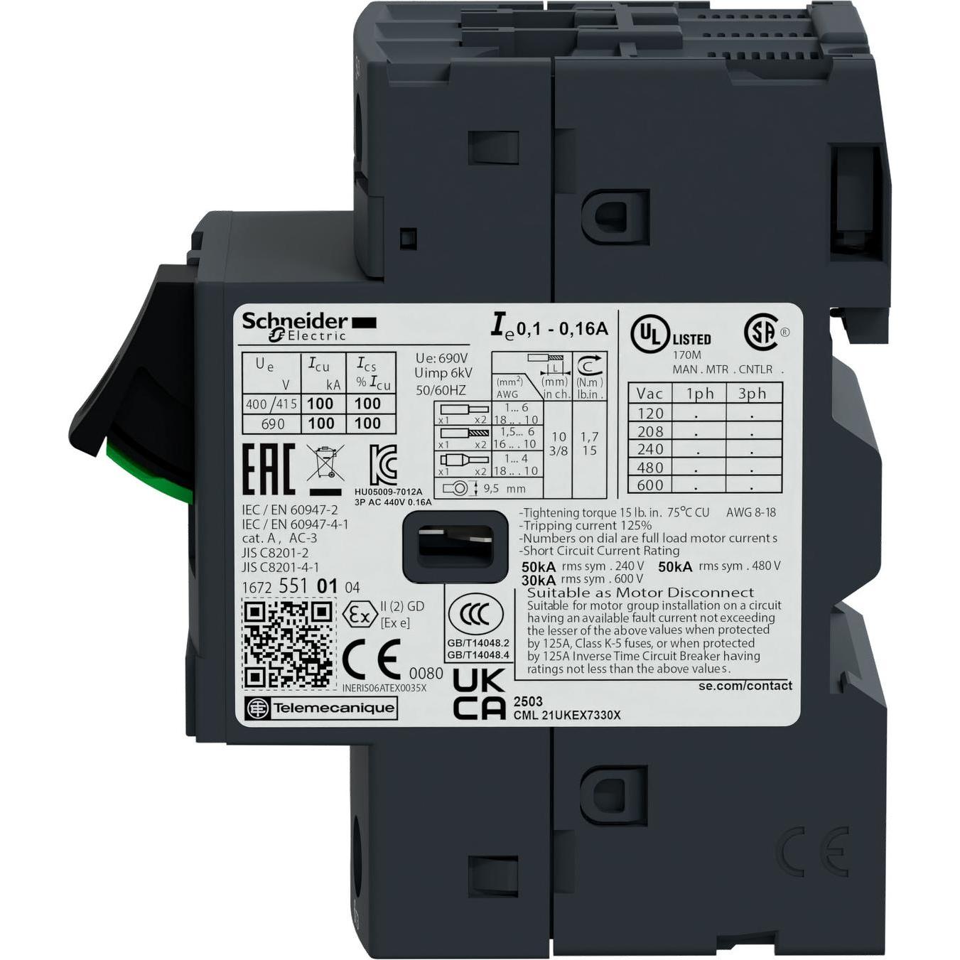 Schneider Electric, Schutzschalter, Motorschutzschalter GV2-ME, 4-6,3A, 3p GV2ME106