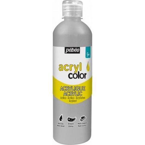 Pebeo, Künstlerfarbe + Bastelfarbe, Acrylcolor (Silber, 500 ml)