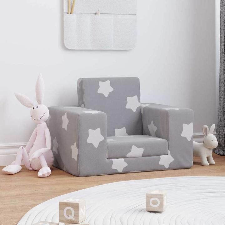Immagine prodotto vidaXL Divano letto per bambini stelle grigio chiaro in morbido peluche
