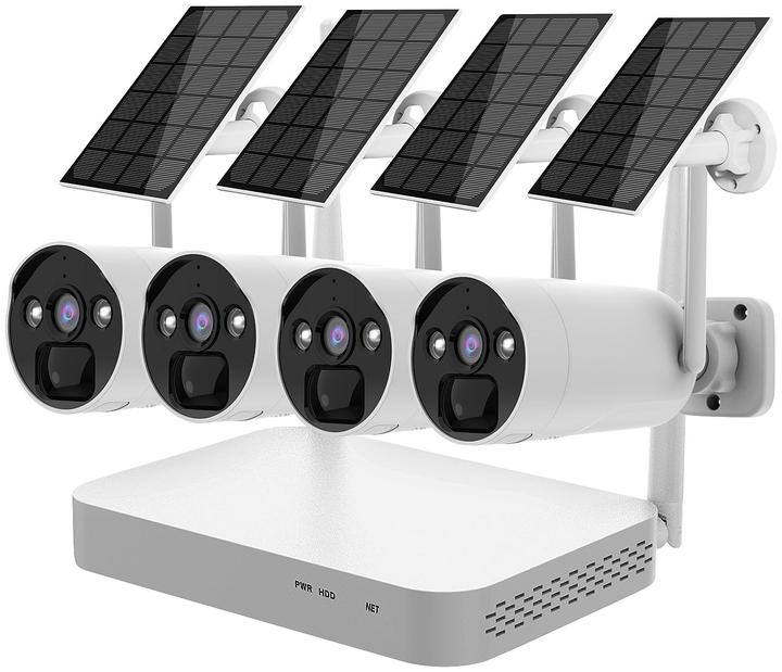 Produktbild VisorTech 2K-Festplatten-Überwachungsrekorder + 2 wiederaufladbare Solar-Kameras (2304 x 1296 Pixels)