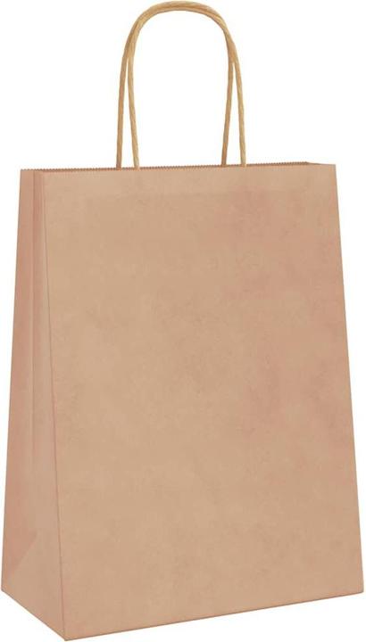 Actual product image vidaXL Kraft paper bags 250 pcs. with handle brown 22x11x28 cm paper bag (250x)